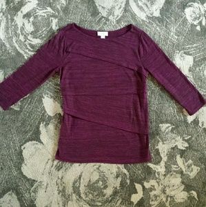 Ann Taylor LOFT burgundy/brown marbled tiered top
